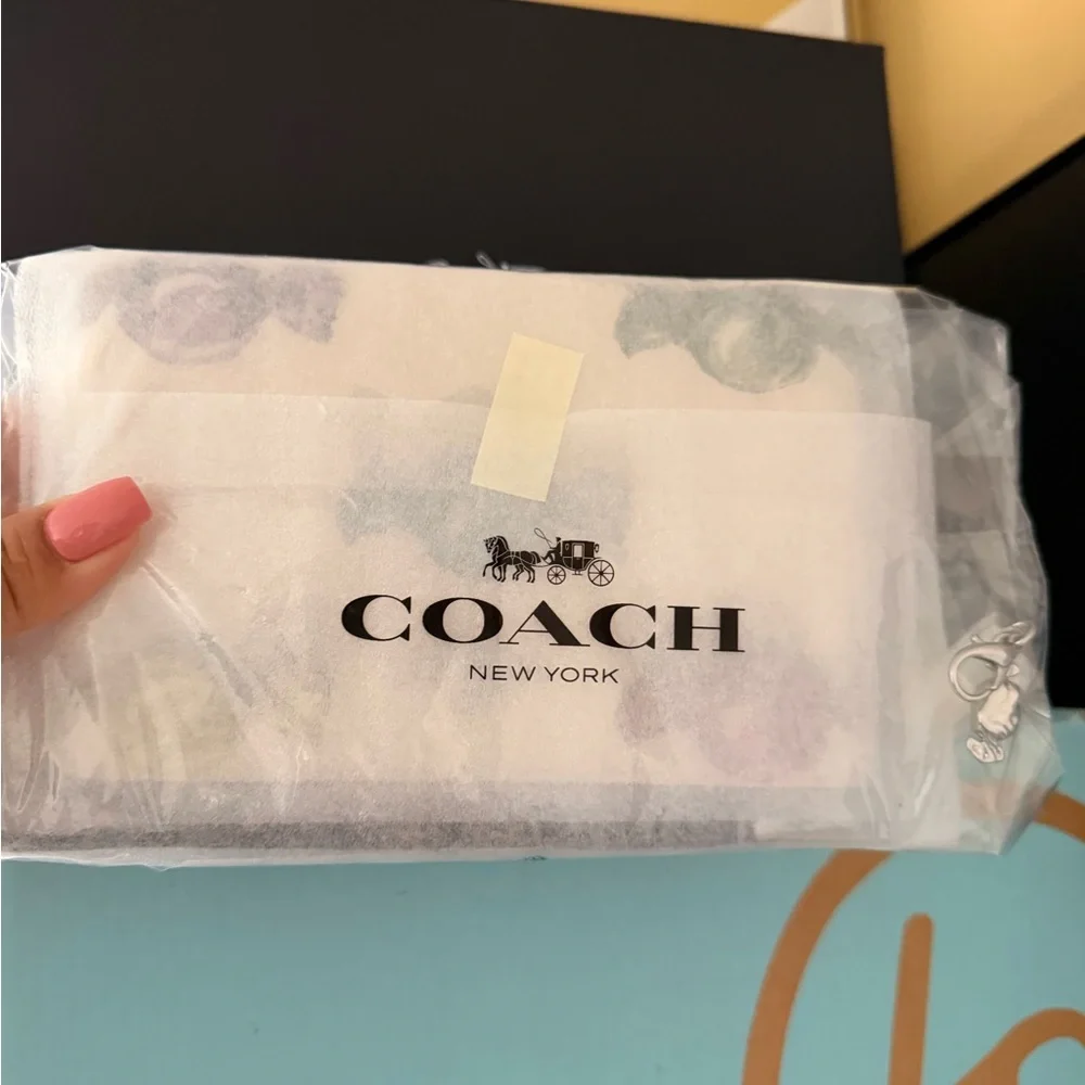 Coach Corner Zip Wristlet With Candy Print And Charm